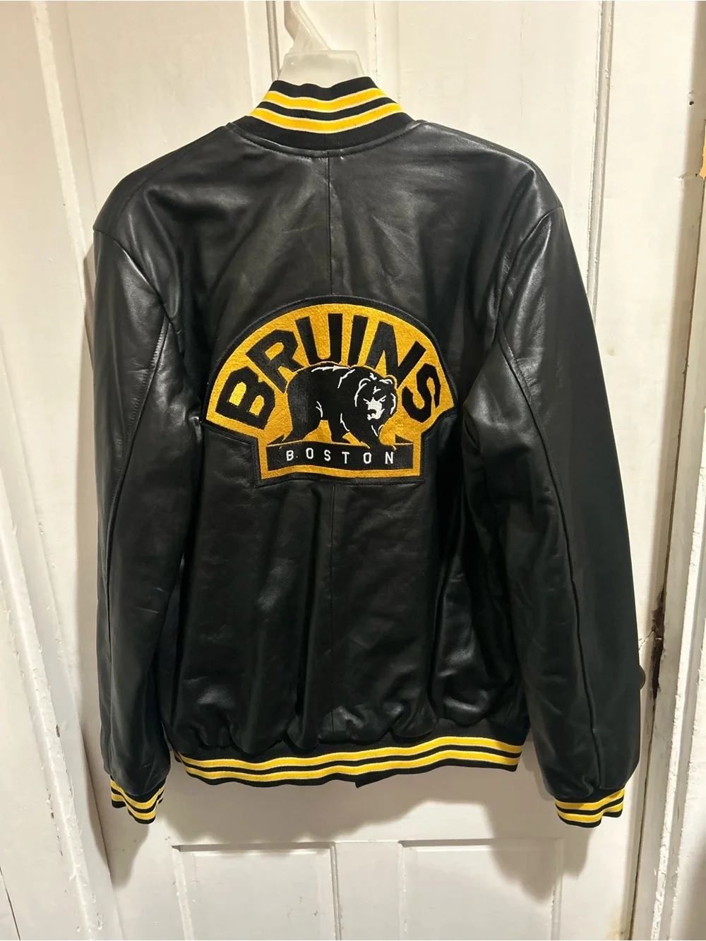 Boston Bruins Black & Yellow Leather Bomber Jacket